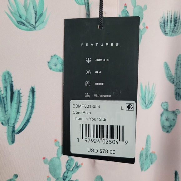 NEW Bad Birdie Core Polo Golf Shirt Mens Size Large/XL Thorn In Your Side Cactus - Picture 7 of 11